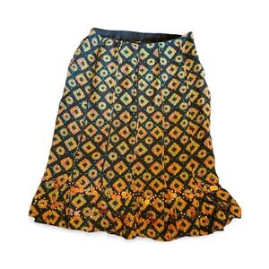 Silk orange floral sequence skirt